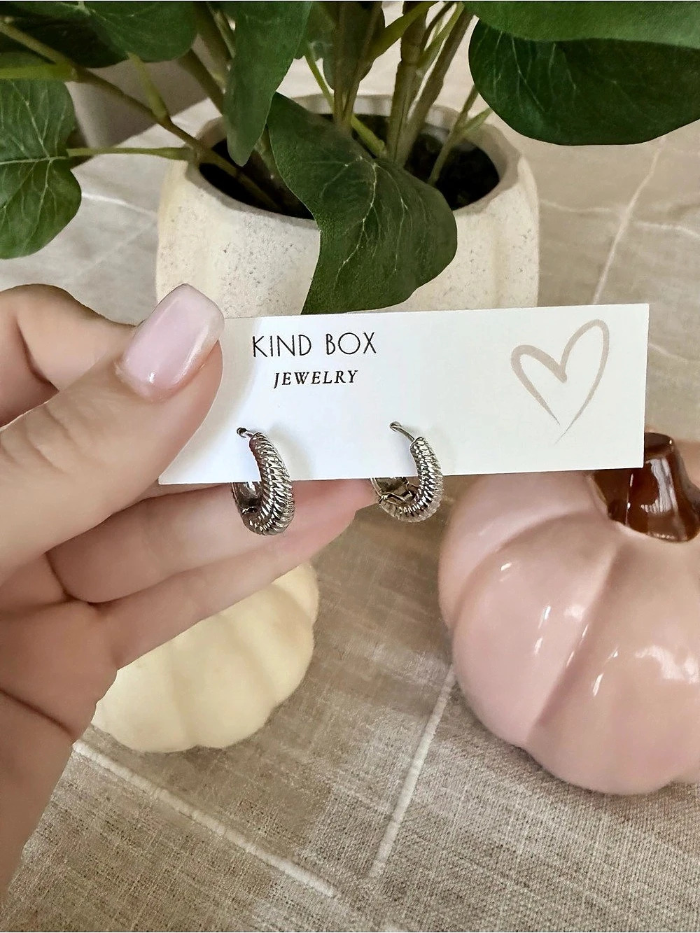 Kind Box Jewelry Hoop Earrings in Silver Like New